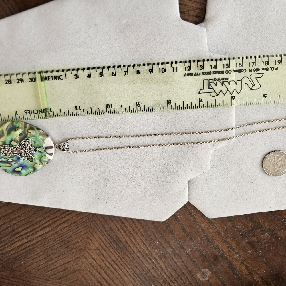 Suarti Abalone 925 Sterling Silver Necklace on Sterling Chain - Picture 10 of 13